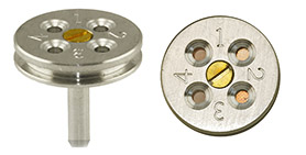 EM-Tec TG4 Stiftprobenhalter für 4 TEM Grids, Ø 18 Kopf, Aluminium, Standard Pin