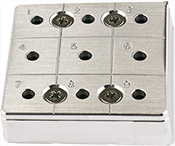 EM-Tec CS9/4 C-Square multi pin stub holder for 9x Ø12.7mm or 4 x Ø25.4mm pin stubs, pin
