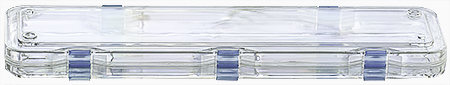 Micro-Tec M93 durchsichtige Aufbewahrungsschachtel mit Membran, aufklappbar, 300 x 75 x 25 mm