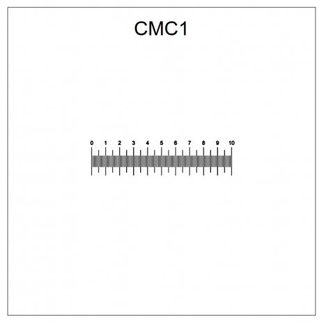 CMC01 korrelative Deckgläschen 10 mm Linearmaß mit 0,1 mm Einteilung