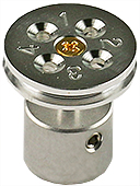 EM-Tec TG4J Stiftprobenhalter für 4 TEM Grids, Ø 18 Kopf, Aluminium, mit Probentelleradapter zu JEOL Ø 12,2 mm