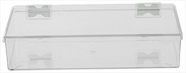 Micro-Tec C100 durchsichtige Aufbewahrungsschachtel, aufklappbar, mit Deckel, 260 x 150 x 50 mm