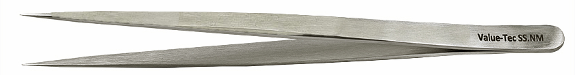 Value-Tec SS.NM long and slim tweezers style SS, fine pointed tips, non-magnetic stainless steel, 140mm