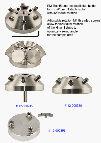 Screws That Allow Rotation EM-Tec multiple stub holders for Hitachi cylinder SEM stubs
