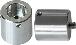 RPT Adapter mit M4 Gewinde für EM-Tec Probenhalter mit M4 Gewindebohrung, montiert auf mittlere Achse