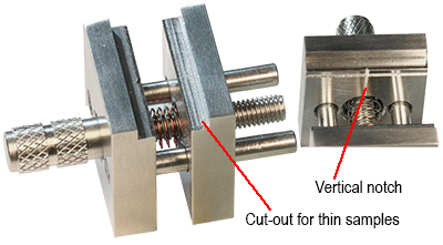 EM-Tec PV18 precision vise clamp sample holder for samples up to 18mm, AISI 304, pin