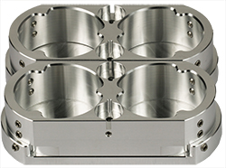 EM-Tec R22 top reference holder for 4x Ø40mm metallographic mounts, pin. Includes 4 positions for calibration stubs.