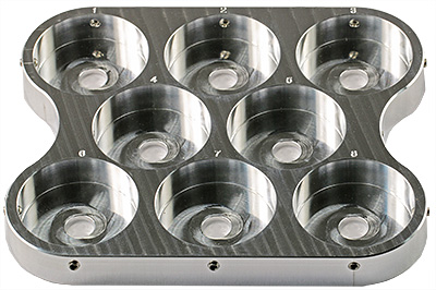 EM-Tec MM48 multi metallographic mount holder for 8x Ø40mm / Ø1-1/2 inch mounts, pin
