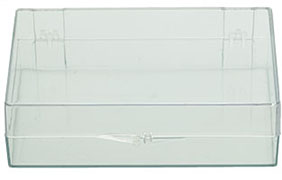 Micro-Tec C46 clear styrene plastic hinged storage boxes, 116x72x32mm