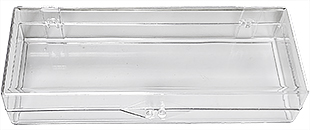 Micro-Tec C62 clear styrene plastic hinged storage boxes, 152x55x32mm