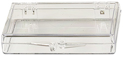 Micro-Tec C28 clear styrene plastic hinged storage boxes, 72x51x12.5mm