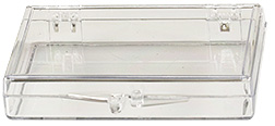 Micro-Tec C46 clear styrene plastic hinged storage boxes, 116x72x32mm -  Edge Scientific