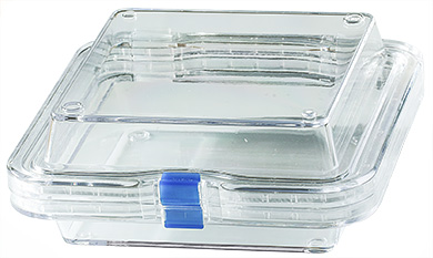 Micro-Tec M50 clear plastic membrane box, hinged,  130x130x50mm