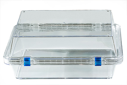 Micro-Tec M90 clear plastic membrane box, hinged,  250x205x100mm
