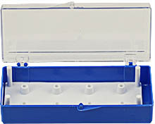 EM-Tec SB8 small size clear styrene box for 8 standard 12.7mm SEM pin stubs