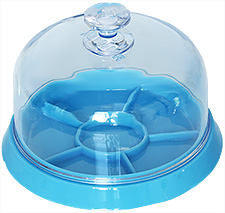 EM-Tec DC82 dust cover with tray, Ø 82 mm ID x 40mm H, blue