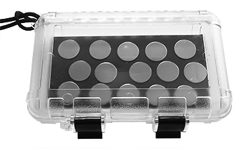 EM-Tec SSB20 super strong clear polycarbonate box for 28 of the  Ø15 mm AFM discs