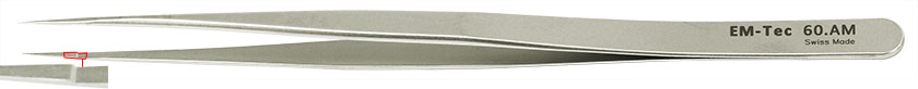 50-001260-EM-Tec-60-AM.jpg EM-Tec 60.AM high precision slim tweezers, style 60, very fine sharp tips, anti-magnetic stainless steel