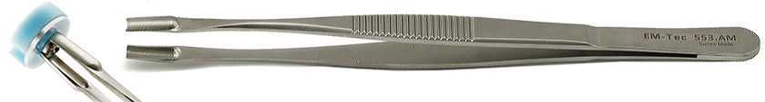EM-Tec 553.AM cryo grid box handling tweezers, 145mm, anti-magnetic stainless steel