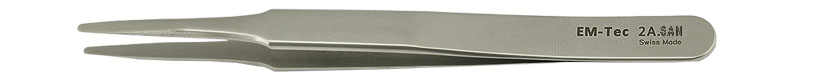 50-004020.jpg EM-Tec 2A.SAN high precision super alloy tweezers, style 2A, flat accurate round tips, fully non-magnetic