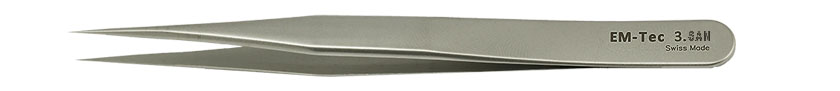 50-004030.jpg EM-Tec 3.SAN high precision super alloy tweezers, style 3, very sharp fine tips, fully non-magnetic