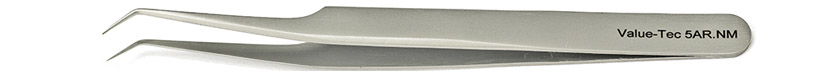 Value-Tec 5AR.NM general purpose tweezers, style 5AR, bent, fine pointed tips, non-magnetic stainless steel