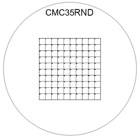 CMC35RND correlative coverslips 10x10mm with 1mm divisions, Ø 18mm