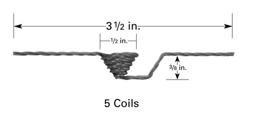 Wolfram Verdampferkorb B12B, 9,5 mm H x Ø 12,7 mm ID, 5 Windungen, 89 mm Länge