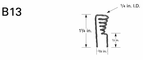 Wolfram Verdampferkorb B13, 19 mm H x Ø 6,4 mm ID, 5 Windungen, 89 mm Länge, U-Förmig