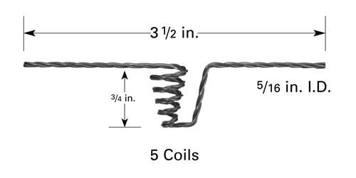 Wolfram Verdampferkorb B1, 19 mm H x Ø 8 mm ID, 5 Windungen, 89 mm Länge