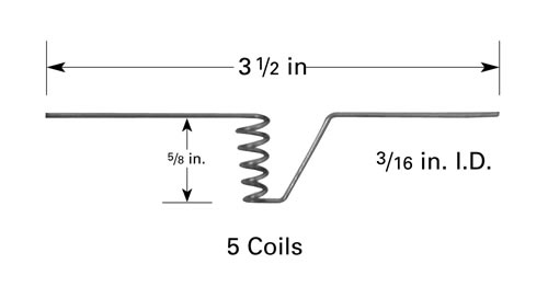 Wolfram Verdampferkorb B3, 16 mm H x Ø 4,8 mm ID, 5 Windungen, 89 mm Länge