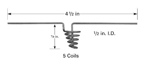 Wolfram Verdampferkorb B4, 22 mm H x Ø 12,7 mm ID, 5 Windungen, 114 mm Länge