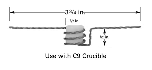Tungsten heating basket B8B for crucible C9, 95 mm long