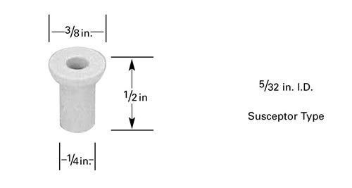 Crucible C10, 0.15 ml, Ø6.35 mm OD x 12.7mm H, Ø9.5 mm collar. Use with CH-9 and ME-20 crucible heaters.