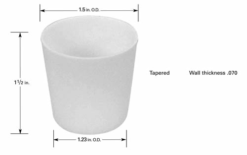Crucible C6, 25 ml, Ø30 mm OD x 38mm H, 1.8 mm wall thickness. Use with B11 basket heater & crucible heater CH-14.