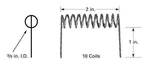 Verdampferwendel F13, U-Förmig, mit 10 x Ø 9,5 mm I.D. Windungen, 51 mm Breit, Wolfram 