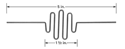 Heater filament H1 with Ø32 mm area , flat, 127mm long, tungsten