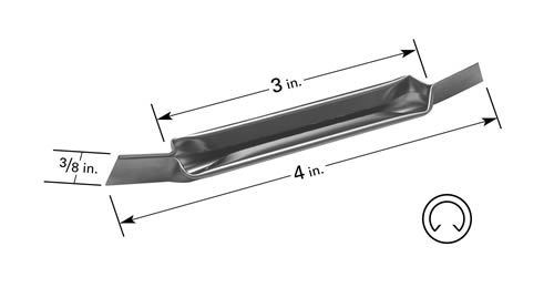 Evaporation boat S12A, folded, vertical with 76 x 9.5mm trough, 102mm L x 9.5mm H 