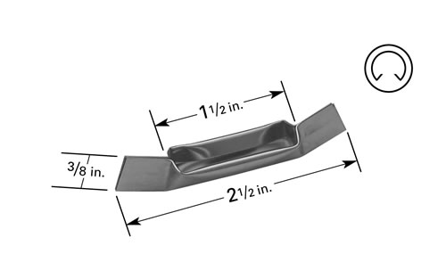 Evaporation boat S12B, folded, vertical with 38 x 9.5mm trough, 64mm L x 9.5mm H