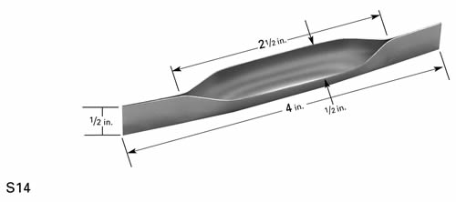 Evaporation boat S14, folded, vertical with 76 x 12.7mm trough, 102mm L x 12.7mm H 