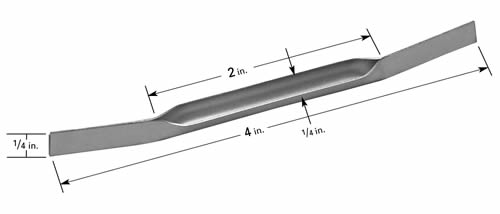 Evaporation boat S15, folded, vertical with 51 x 6.3mm trough, 102mm L x 6.3mm H 