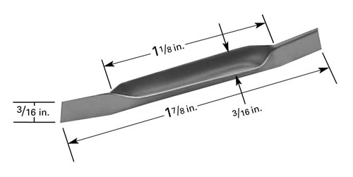 Evaporation boat S16, folded, vertical with 28 x 4.8mm trough, 48mm L x 4.8mm H 