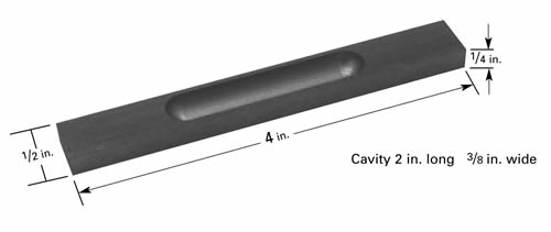 Evaporation boat S18, solid with 51 x 9.5mm cavity, 102mm L x 12.7mm W x 6.3mm H 