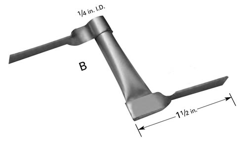 Evaporation boat S19B, Z-type vertical sublimation tube Ø6.3mm ID, 38 x 38mm