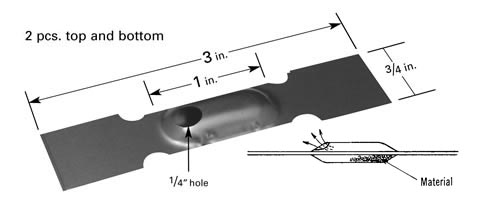 Evaporation boat S23 with 25mm L closed trough and offset Ø6.3mm opening, 76mm L x 19mm W, isolated hot-zone