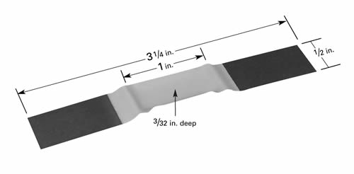 Alumina coated evaporation boat S35A, raised middle part with 25.4 x 12.7 x 2.4 mm trough, 82.5mm L x 12.7mm W
