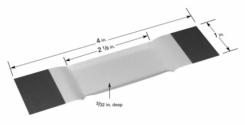 Aluminiumoxid beschichtetes Verdampfungsschiffchen S36, erhabenes Mittelteil mit 54 x 25,4 x 2,4 mm Vertiefung, 102 mm L x 25,4 mm B