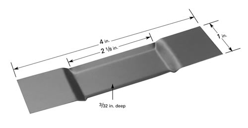 Evaporation boat S36, raised middle part with 54 x 25.4 x 2.4 mm trough, 102mm L x 25.4mm W 