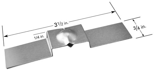 Evaporation boat S51, raised middle part with closed dimple and opening to the side, 89mm L x 19mm W 