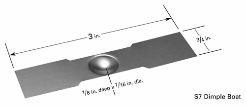 Evaporation boat S8A with Ø11x3mm dimple, 102mm L x 12.7mm W